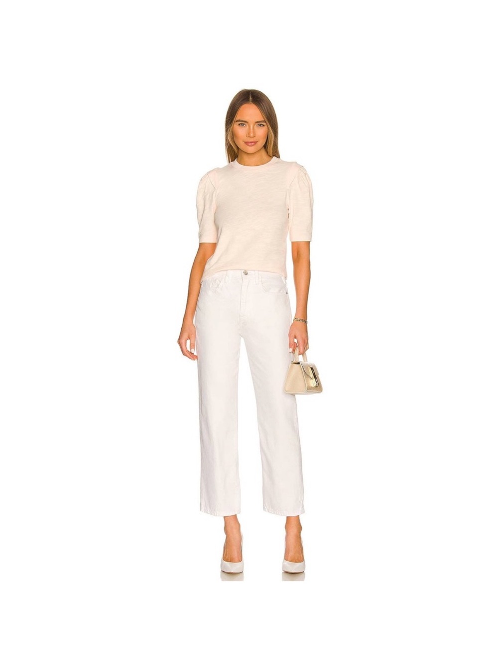 Frame Denim Le Jane White Cropped Ankle Jeans